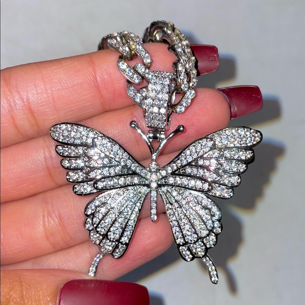 Silver butterfly necklace chain